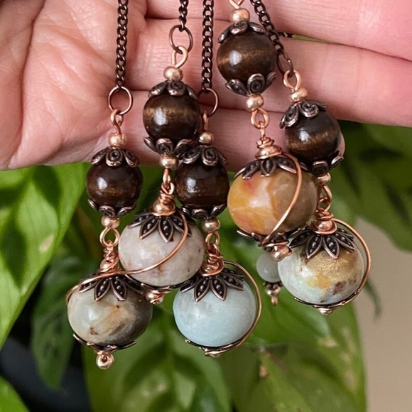 Handmade Amazonite Copper Dowsing Pendulum - Picture 1 of 10